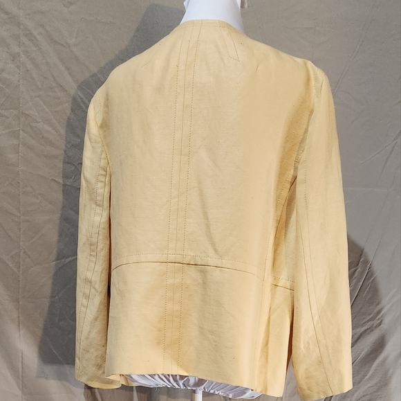 Kasper sz 16 daffodil linen blend boxy contemporary style blazer - Picture 3 of 6
